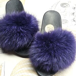 Vani Furs New York Eggplant Slippers